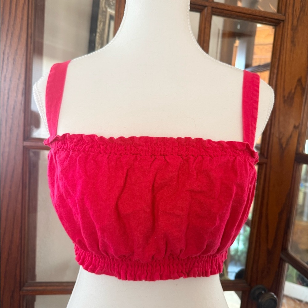 Abercrombie & Fitch Fuchsia Smocked Crop Top